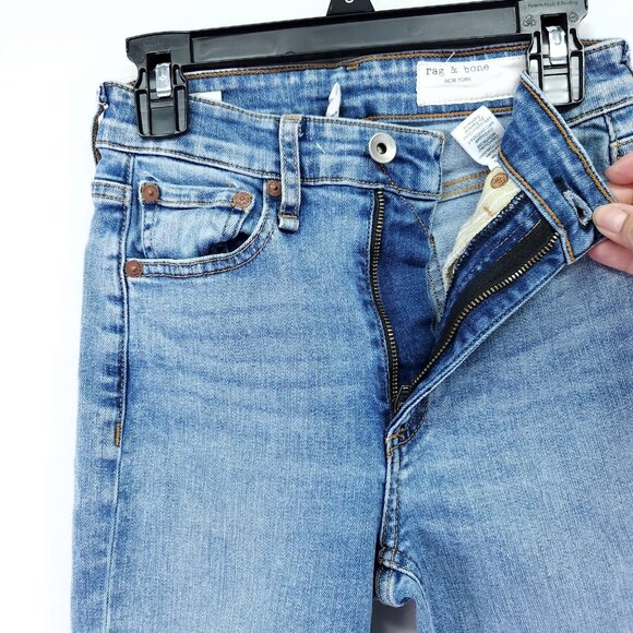 Rag & Bone Distress Skinny Jeans Size 23 Nina High Rise Drop Raw Hem Denim - Picture 6 of 14